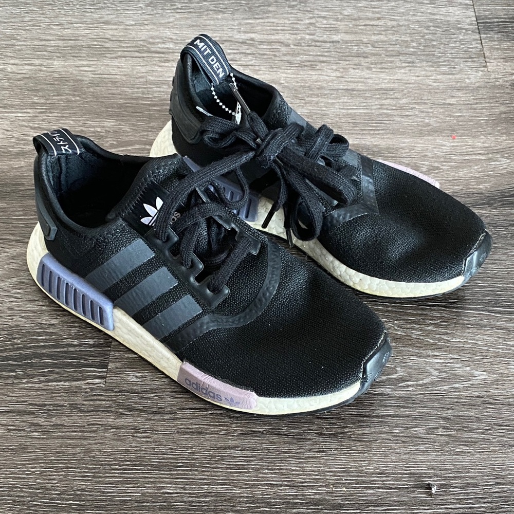 Adidas Black and Purple Athletic Shoes, Size 5